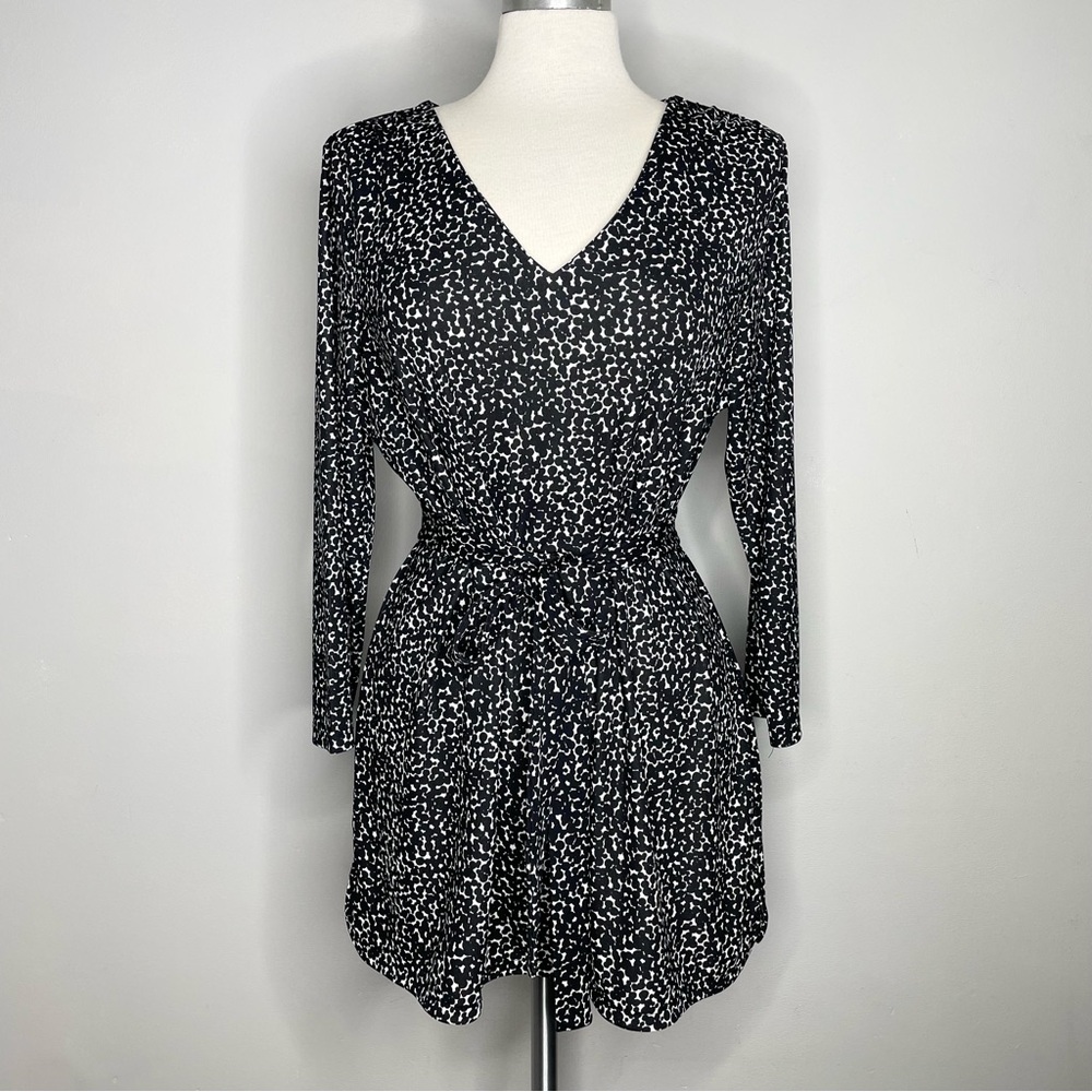 Lands’ End Polka Dot 3/4 Sleeve Belted Tunic Top